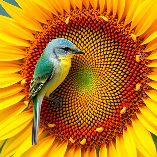 Clean sunflower hearts in metal mesh feeder