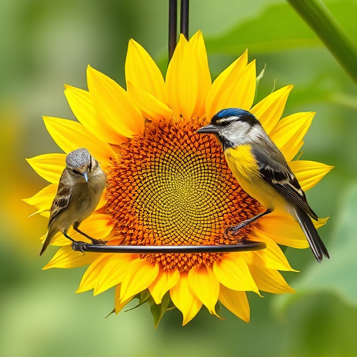 Clean sunflower hearts in metal mesh feeder