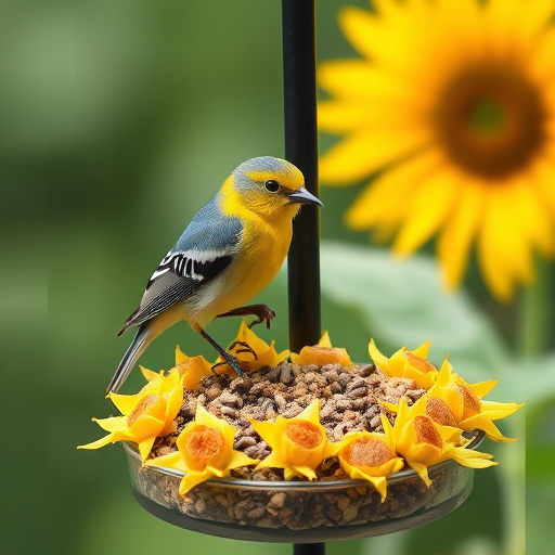 Clean sunflower hearts in metal mesh feeder