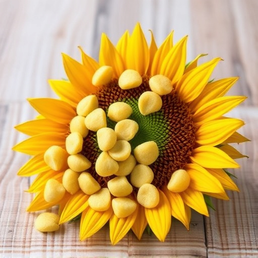 Clean sunflower hearts in metal mesh feeder