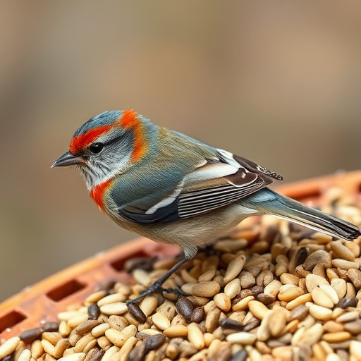 Clean sunflower hearts in seed dispenser