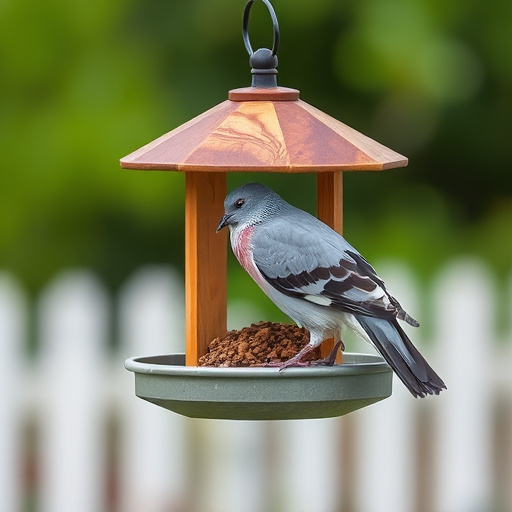 Close-up of anti-pigeon feeding mechanism