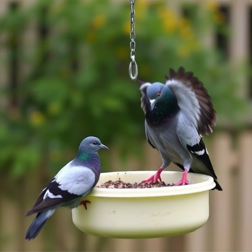 Close-up of anti-pigeon feeding mechanism
