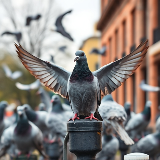 Close-up of anti-pigeon feeding mechanism
