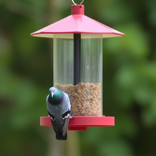 Close-up of anti-pigeon feeding mechanism