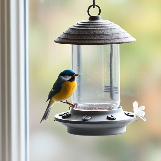 Close-up of birds at window feeder