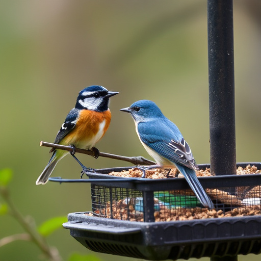 Close-up of birds on feeding station