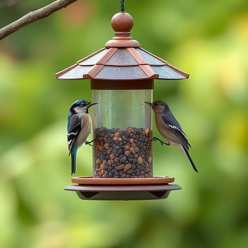 Close-up of birds on feeding station