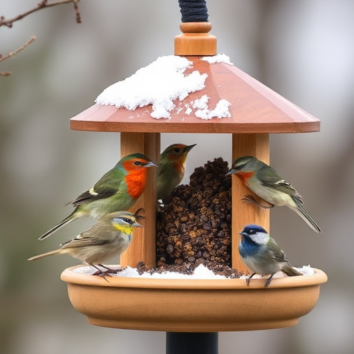 Close-up of birds on feeding station