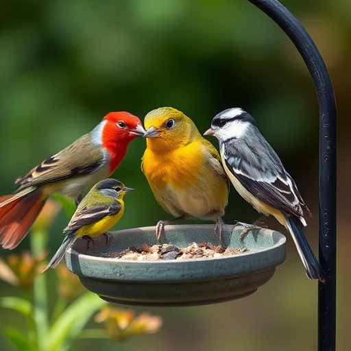 Close-up of birds on feeding station