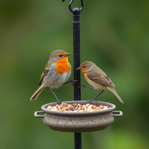 Close-up of birds on feeding station
