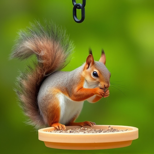 Close-up of feeder mechanism blocking squirrels