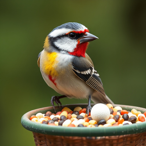 Close-up of filled fat ball holder