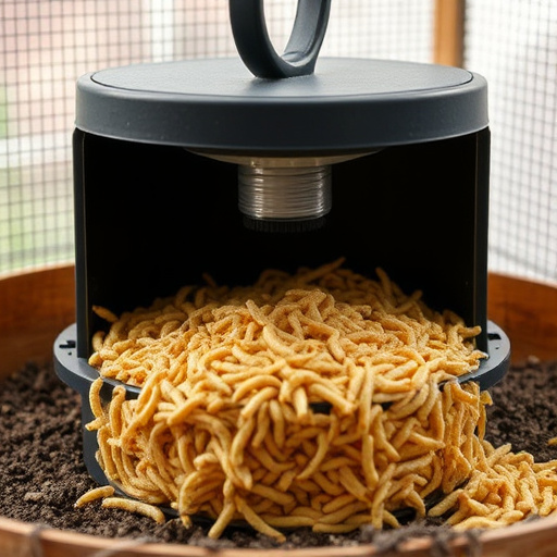 Close-up of mealworms in wire cage