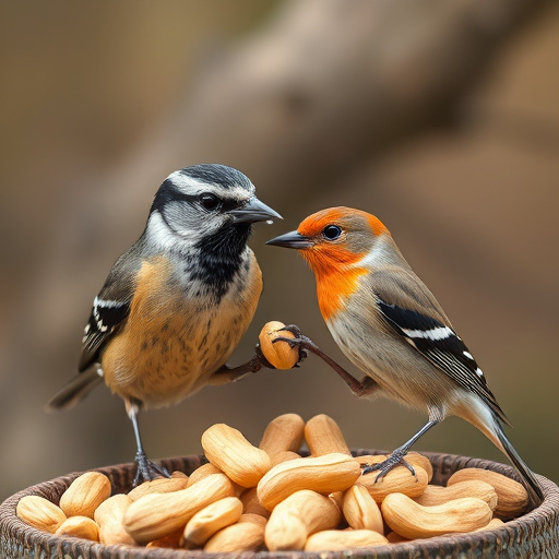Close-up of peanuts on feeding table