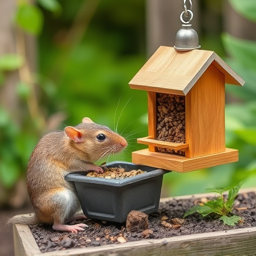 Close-up of rat-proof feeder design