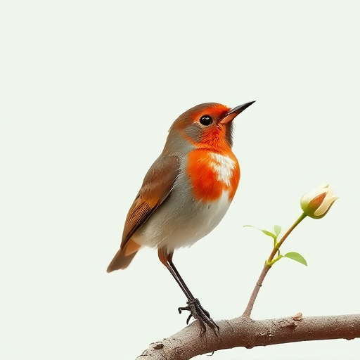 Close-up of robin near mealworm tray