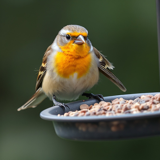 Close-up of sparrows at ground feeder