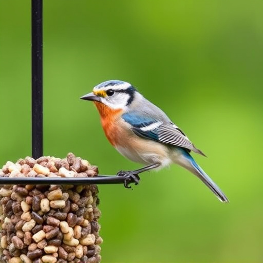 Close-up of suet feeder with robin