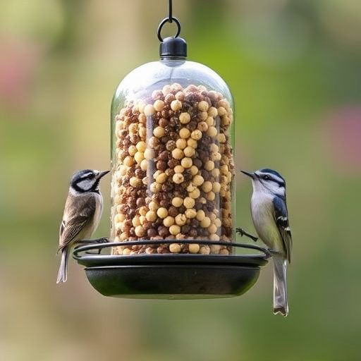 Close-up of suet feeder with robin