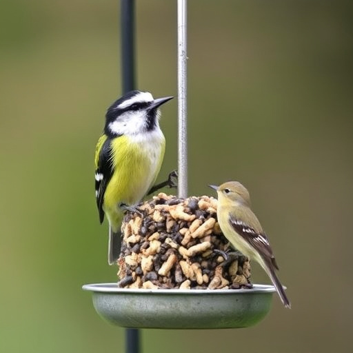 Close-up of suet feeder with robin