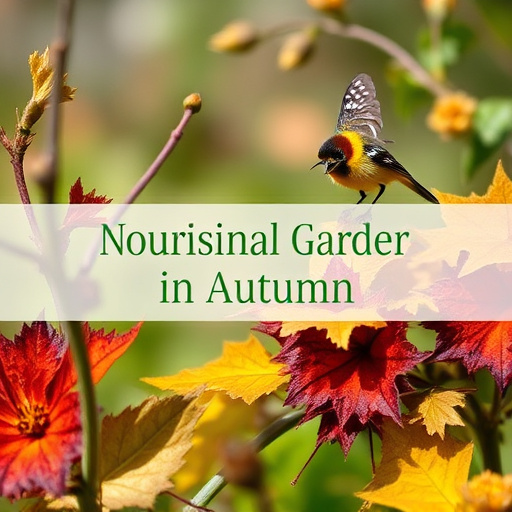Colorful autumn leaves and feeders