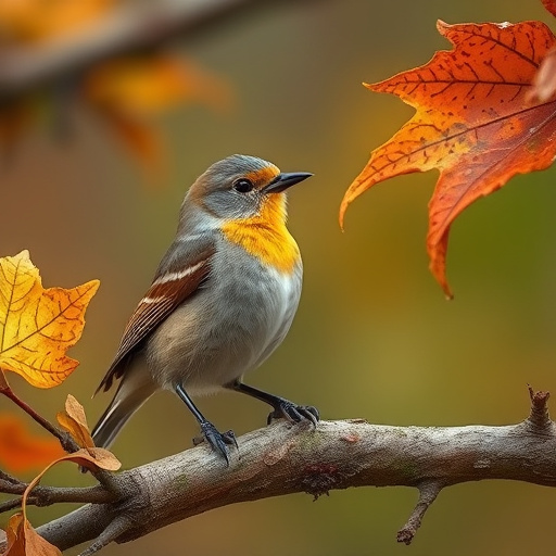 Colorful autumn leaves and feeders