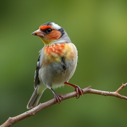 Colourful finches perched near seed mix