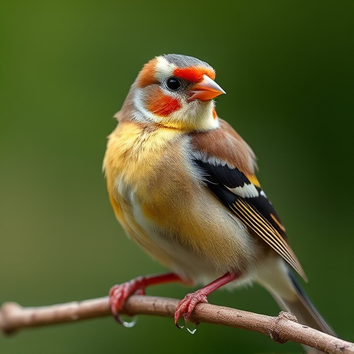 Colourful finches perched near seed mix