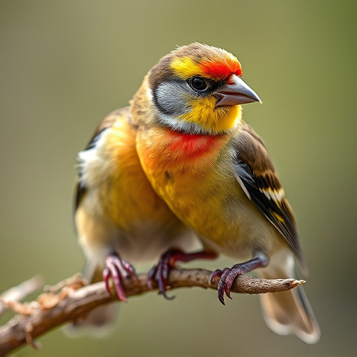 Colourful finches perched near seed mix