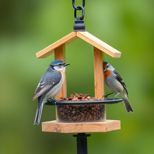Compact bird feeding station with small birds