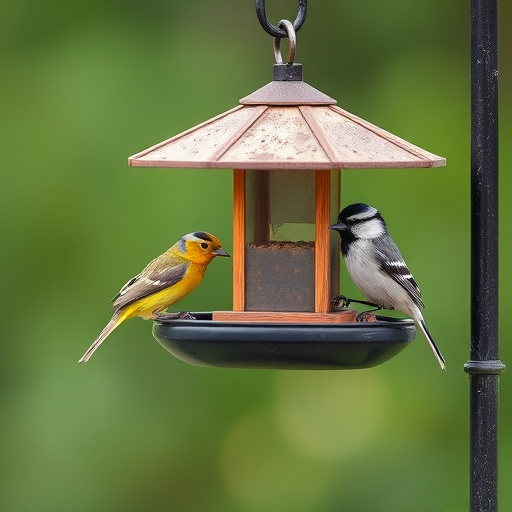Compact bird feeding station with small birds