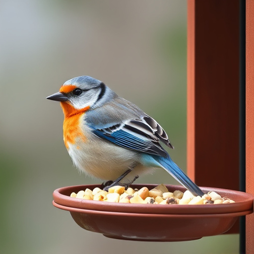 Cooked rice scattered for garden birds