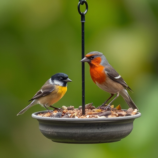 Covered bird feeder preventing seed spills