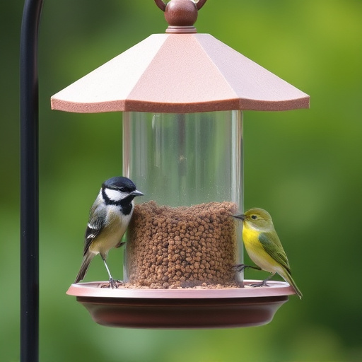 Covered bird feeder preventing seed spills