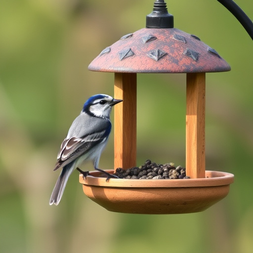 Covered ground feeder in shaded garden