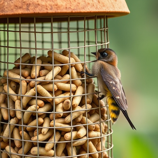 Covered ground feeder in shaded garden