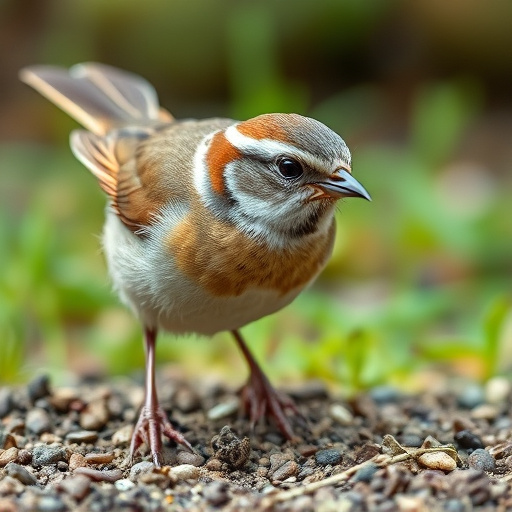 Covered ground feeder in shaded garden