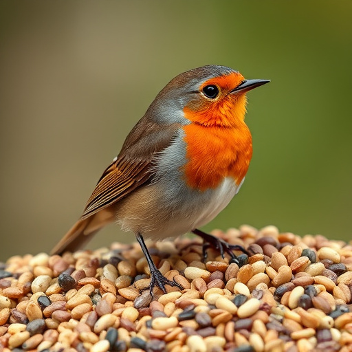 Crushed peanuts served for garden robins