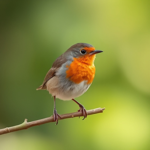 Curious robin hopping on patio stones