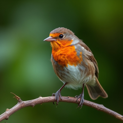 Curious robin hopping on patio stones