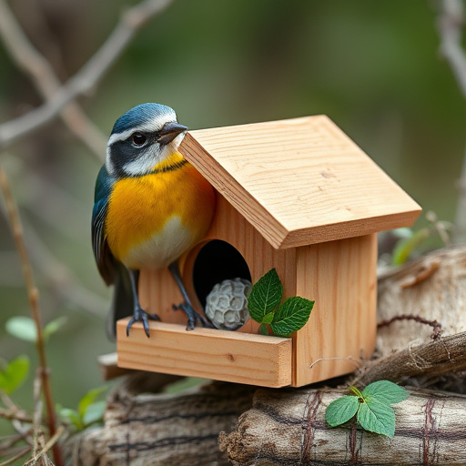 Decorative bird box in natural setting