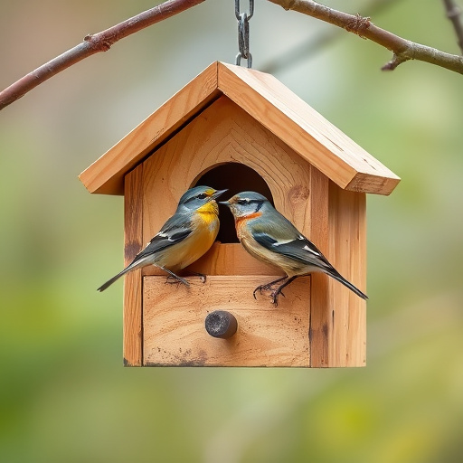 Decorative bird box in natural setting