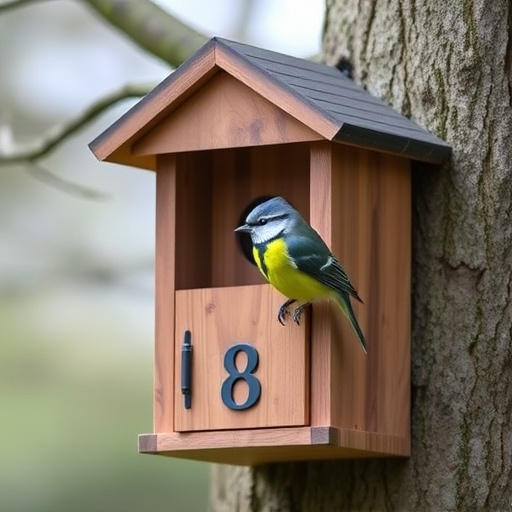 Decorative bird box in natural setting
