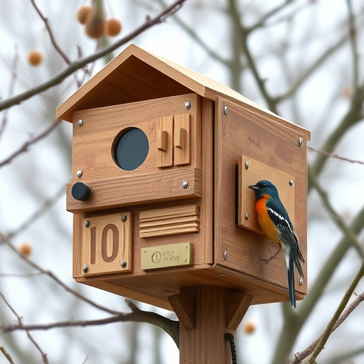 Decorative bird box in natural setting