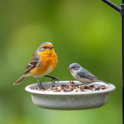 Decorative bird feeder standing in garden