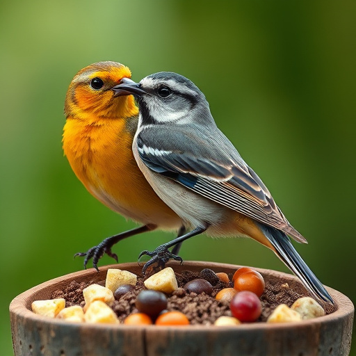 Discounted bird food stacked in store