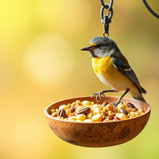 Discounted bird food stacked in store