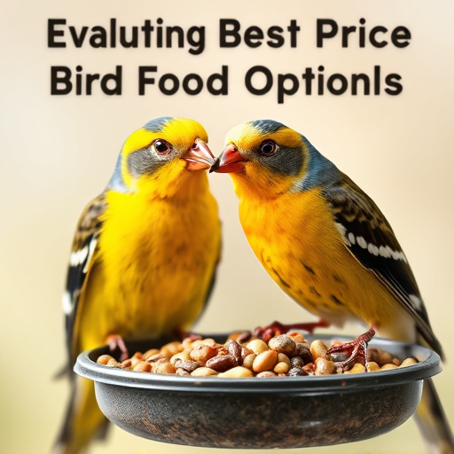 Discounted bird food stacked in store