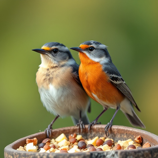 Dried fruit and seeds in ground feeder
